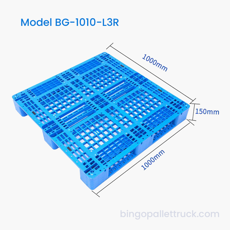 1000×1000mm উচ্চ শক্তি 4-ওয়ে এন্ট্রি 3-রানার প্লাস্টিক প্যালেট