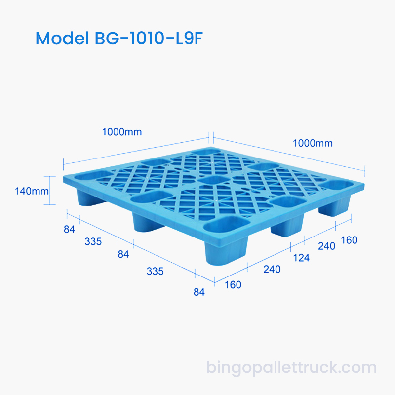ফর্কলিফ্টের জন্য 1000x1000mm HDPE লাইটওয়েট প্লাস্টিক প্যালেট 4-ওয়ে এন্ট্রি