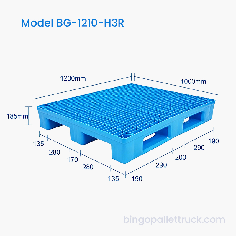 1200x1000mm হেভি ডিউটি 3 রানার প্লাস্টিক প্যালেট