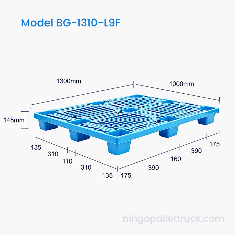 সরবরাহের জন্য উচ্চ শক্তি 1300x1000mm 9-লেগ লাইট ডিউটি প্লাস্টিক প্যালেট