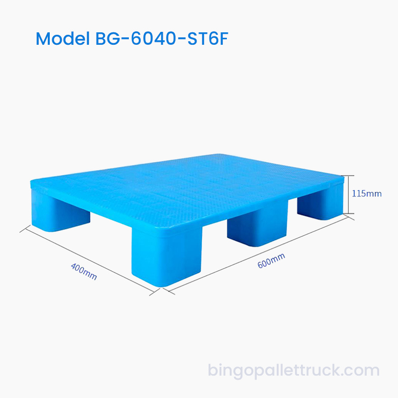 600×400mm সলিড টপ 6 লেগ লাইট ডিউটি প্লাস্টিক প্যালেট