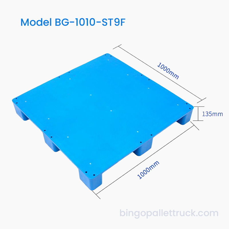 1000x1000mm ফ্ল্যাট টপ 9 লেগ HDPE প্লাস্টিক প্যালেট