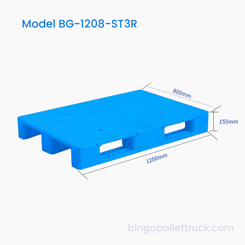 গুদামের জন্য 1200×800mm সলিড টপ 3 রানার্স প্লাস্টিক প্যালেট