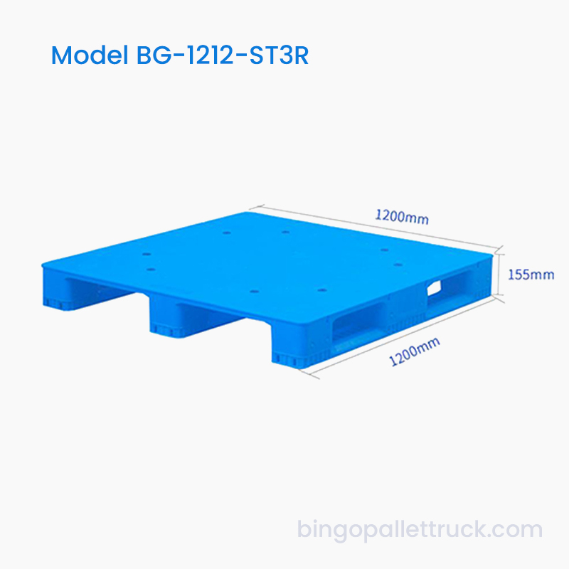 1200x1200mm সলিড টপ প্লাস্টিক প্যালেট ভারী লজিস্টিকের জন্য তিন রানার
