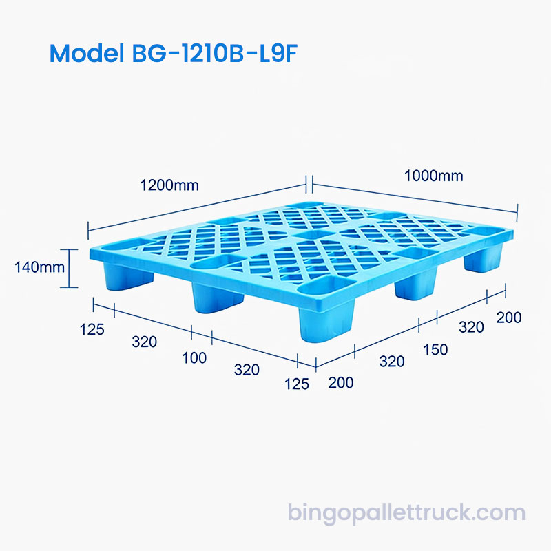 খুচরা স্টোরেজের জন্য 1200x1000mm হালকা ওজনের 9 ফুট প্লাস্টিক প্যালেট