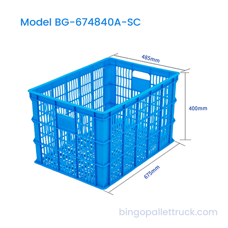 107L উচ্চ ক্ষমতা স্ট্যাকযোগ্য হেভি ডিউটি HDPE প্লাস্টিক স্টোরেজ ক্রেট