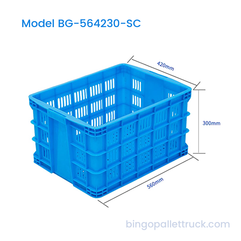 কারখানার বাল্ক উপাদানগুলির জন্য 55L অতিরিক্ত পুরু ভারী শুল্ক স্ট্যাকযোগ্য প্লাস্টিক ক্রেট